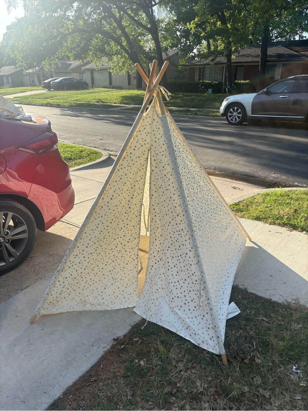 Pillowfort White Teepee Tent with Gold Star Print